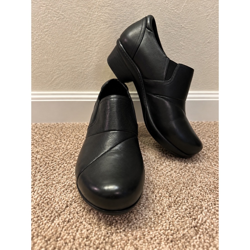 ABEO 24/7 Carin Comfort Clogs Womens 9 Black Leather Shoes Ortho Slip Resistant